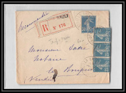 9251 N°140 Semeuse 25c X3 Bande 3 + 192 La Baule 1925 Lettre Recommande Cover - 1921-1960: Période Moderne