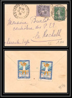 9266 Nievre St Leger Des Vignes La Rochelle Charente 5c Semeuse Complement Vignettes 1929 Entier Enveloppe - Standard Covers & Stamped On Demand (before 1995)