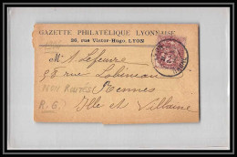 9103 Entete Gazette Philatelique N°108 Blanc 1904 Lyon Rennes Bande Journal France Lettre Cover - 1877-1920: Semi Modern Period
