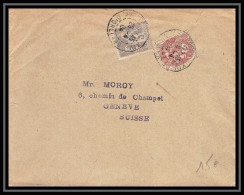 9088 N°87 108 Sage Blanc Semeuse 1904 Paris Orleans Geneve Suisse Swiss Affranchissement Mixte France Lettre Cover - 1877-1920: Semi-moderne Periode