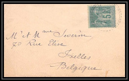 9067 LSC N°75 Sage 5c Cad Type 22 Pour Celles Belgique France Lettre Cover - 1877-1920: Semi-moderne Periode