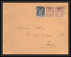 9075 LSC N°83 +85 1900 Sage Cachet Drapeau Flag Exposition Universelle Affranchissement Compose France Lettre Cover - 1877-1920: Semi-moderne Periode