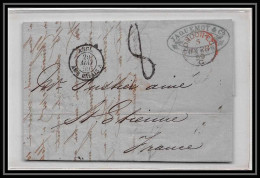 9044 LAC Entete Jaquemot Marque Postale Entree Amb Calais Tb Frappe London St Etienne 1859 France Lettre Cover - 1801-1848: Precursors XIX