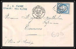 8934 LAC Entete Bois Paret 1874 N 60B Type 2 Ceres 25c GC 842 Chalon-sur-Saone Bureau De Passe 1307 Tournus Lettre - 1849-1876: Période Classique