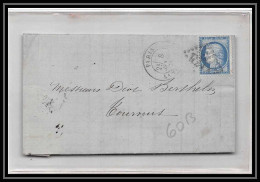 8922 LAC Entete Moutarde Mercusot 1874 N 60B Type 2 Ceres 25c GC 4277 Villette (la) Seine Pour Tournus Lettre - 1849-1876: Période Classique