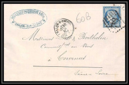 8935 LAC Entete Guichard 1874 N 60B Type 2 Ceres 25c GC 842 Chalon-sur-Saone Bureau De Passe 1307 Tournus Lettre - 1849-1876: Période Classique