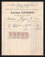 8863 Grains Combes Blagnac Haute-Garonne 10c X 5 Bande 4 1925 Entete Commercial Timbre Fiscal Fiscaux Sur Document - Briefe U. Dokumente