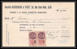 8851 Albi Tarn Gausserand 1937 Paire 25c Entete Commercial Timbre Fiscal Fiscaux Sur Document - Lettres & Documents