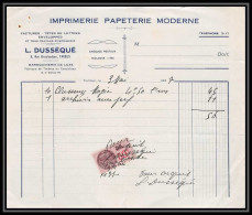 8835 Tarbes Hautes-Pyrenees Dusseque 1937 50c Entete Commercial Timbre Fiscal Fiscaux Sur Document - Lettres & Documents