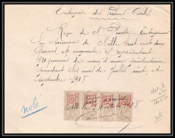 8833 Albi Tarn Quittances 1918 10c Bande De 4 Timbre Fiscal Fiscaux Sur Document - Brieven En Documenten