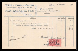 8825 Albi Tarn Talazac 1f20 1940 Entete Commercial Timbre Fiscal Fiscaux Sur Document - Lettres & Documents