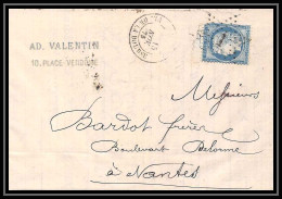 8771 LAC Entete Valentin N 60 Ceres 25c Paris Etoile 1 Pour Nantes 1875 France Lettre (cover) - 1849-1876: Période Classique