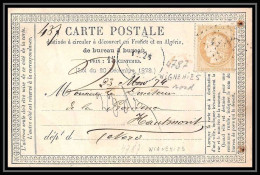 8761 LAC Entete Mairesse N 59 Ceres 15c GC 4787 Wignehies Nord 1874 France Precurseur Carte Postale (postcard) - Cartes Précurseurs