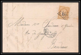 8718 LAC La Bastide Chemin De Fer N 59 Ceres 15c GC 807 Pour Bordeaux France Lettre (cover) - 1849-1876: Période Classique