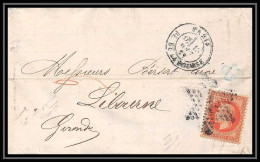 8708 LAC Entete Lecuyer 1869 N 31 Napoleon 40c Etoile Paris Bourse Pour Libourne Gironde France Lettre (cover) - 1849-1876: Classic Period