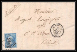 8666 LAC 1864 N 22 Napoleon 20c St-Chinian Herault GC 3546 Pour St Pons France Lettre (cover) - 1849-1876: Classic Period