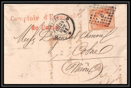 8640 Entete Comptoir D'escompte LAC N 16 Napoleon 40c Paris 1860 Ambulant D Pour Cosne Nievre France Lettre (cover) - 1849-1876: Classic Period