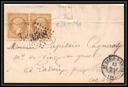 8643 LAC N 21 Napoleon 10c Paire GC 3568 St-Denis-sur-Seine 1864 Beaune Cote D'or France Lettre (cover) - 1849-1876: Classic Period