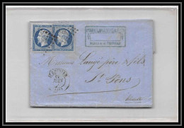 8612 LAC Entete Poiret 1859 N 14 Napoleon 20c Saint-Chinian Herault Pc 3024 Pour St Pons B/tb France Lettre (cover) - 1849-1876: Classic Period