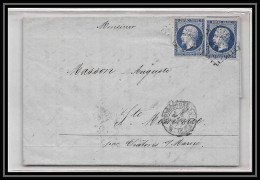 8621 LAC Etiquette Grun N 14 PAIRE TB Napoleon 20c Ps2 Convoyeur Paris A Strasbourg 1861 France Lettre (cover) - 1849-1876: Période Classique