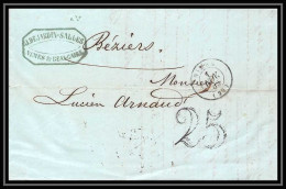 8593 LAC NIMES 1863 Pour Beziers Marque Postale France Lettre (cover) - 1849-1876: Période Classique