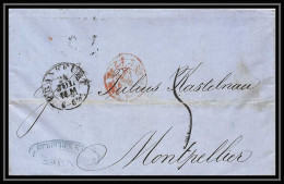 8588 LAC Frankfurt Allemagne Germany 1862 Pour Montpellier Herault Marque Postale Entree France Lettre (cover) - Marques D'entrées