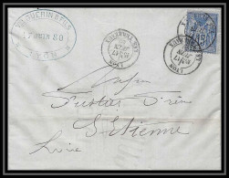 8551 LAC Entete Guerin 1880 N 90a 15c Bleu Sur Bleu Tb Type Sage Lyon Rhone St Etienne Loire France Lettre Cover - 1877-1920: Semi-moderne Periode