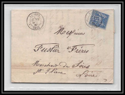 8550 LAC 1880 N 90a 15c Bleu Sur Bleu Tb Type Sage La Sone Isere St Etienne Loire France Lettre Cover - 1877-1920: Semi-moderne Periode