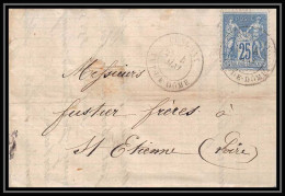 8542 LAC La Ganille 1878 TB N 79 25c Type Sage Cunlhat Puy-de-Dome St Etienne Loire France Lettre Cover - 1877-1920: Periodo Semi Moderno