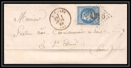 8510 LAC 1869 N 29 Napoleon 20c GC 4096 Cad Type 16 Les Vans Ardeche St Etienne Loire France Lettre Cover - 1849-1876: Klassik