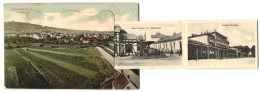 Leporello-AK Bad Nauheim, Totalansicht, Bahnhof, Kurhaus Terrasse, Kleiner Teich Im Kurpark  - Bad Nauheim