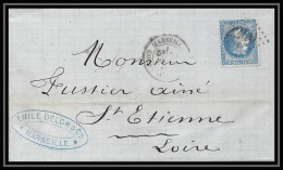 8431 LAC Entete Delon 1869 N 29 GC 2240E Cours Du Chapitre Marseille Bouches Du Rhone St Etienne Loire France Lettre - 1849-1876: Période Classique