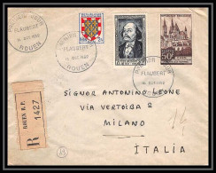 9881 N°930 Flaubert écrivain Writer Rouen 1952 Milano Italie Italy France Lettre Recommande Premier Jour Fdc Cover - 1921-1960: Modern Tijdperk
