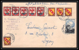 9884 Entete Taberlet Lyon 1952 N°758 Nice Bande X5 757 Lorraine X4 907 Nogues Tb Affranchissement Compose Lettre - 1921-1960: Modern Tijdperk