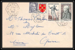 9877 N°869 La Valette 957 Figaro Affranchissement Compose Mongauzy Gironde 1954 Suisse Swiss France Lettre Cover - 1921-1960: Période Moderne