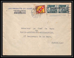 9728 Entete Produits Du Dome N°713 Paire Paris St Lazare 1947 Gandon France Lettre Cover - 1921-1960: Période Moderne