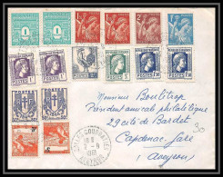 9732 Alger Coq Arc De Triomphe Iris Chaines Salles Courbaties Aveyron Ttb Affranchissement Compose France Lettre Cover - 1921-1960: Période Moderne