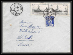 9715 N°752 Navire Marine Paire Paris 96 Gluck France St Gall Suisse Swiss Lettre Cover - 1921-1960: Modern Period