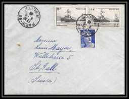 9715 N°752 Navire Marine Paire Paris 96 Gluck France St Gall Suisse Swiss Lettre Cover - 1921-1960: Modern Tijdperk