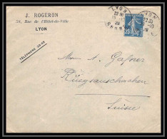 9668 N°140 Semeuse Rüegsauschachen Suisse 1920 France Lettre Cover - 1877-1920: Semi-moderne Periode