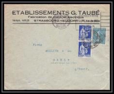 9632 Entete Taube N°365 Paire Paix + Semeuse 262 Strasbourg Hagen Allemagne Deutschland 1938 France Lettre Cover - 1921-1960: Modern Period