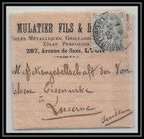 9622 Entete Mulatier Lyon Saxe 1902 Bande Journal N°111 Blanc Lucerne Suisse Swiss France Lettre Cover - 1877-1920: Periodo Semi Moderno