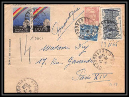 9574 Pneumatique Paris Legendre Vignette Repartir Dans La Vie N°760 Luxembourg Gandon 1948 France Lettre Cover - 1921-1960: Période Moderne