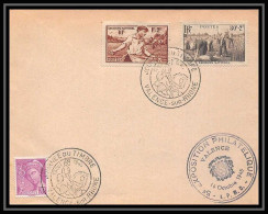 9563 Exposition Valence N°466 467 Secours National Journee Du Timbre 1945 Affranchissement Compose France Lettre Cover - Commemorative Postmarks