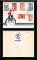 9549 N°663/667 Cathedrales Church Serie Complete Vignette Foire De Paris Entete 1955 France Lettre Cover - Commemorative Postmarks