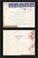 9544 N°492 Paix Bande De 5 X5 Paris Strasbourg 1941 Electricite France Guerre 1939/1945 Censure Lettre Cover - 2. Weltkrieg 1939-1945