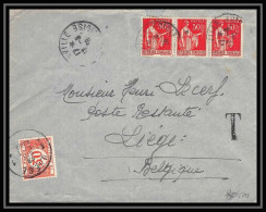 9466 Taxe Liege Belgique N°283 Paix X3 Seine Et Oise 1936 France Lettre Cover - 1859-1959 Cartas & Documentos