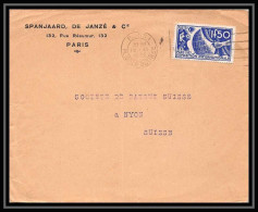 9407 Entete JanzevN°327 Exposition Internationale Paris 1937 Paris Pour Nyons Suisse Seul Sur France Devant De Lettre - 1921-1960: Moderne