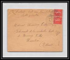 9355 Taxe N°199 Semeuse 50c Paire Auvers-le-Hamon Sarthe 1931 Harlem Pays-Bas Netherlands France Lettre Cover - 1859-1959 Brieven & Documenten