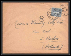 9350 N°161 Semeuse 50c Paris Pontoise 1923 Harlem Pays-Bas Netherlands France Lettre Cover - 1921-1960: Modern Period